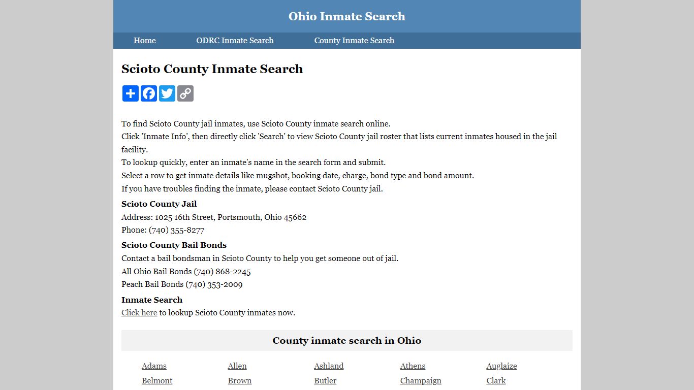 Scioto County Inmate Search